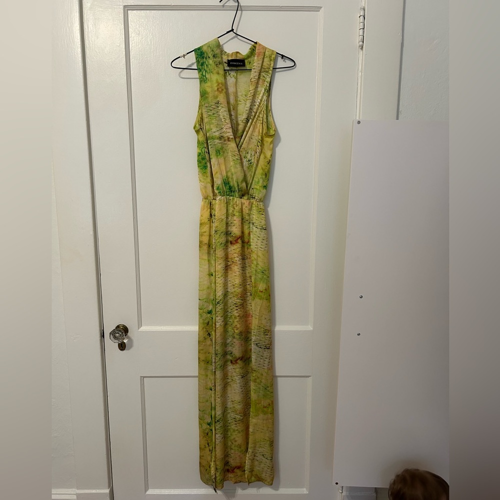 Like new Elegant Yellow and Green Maxi Dress